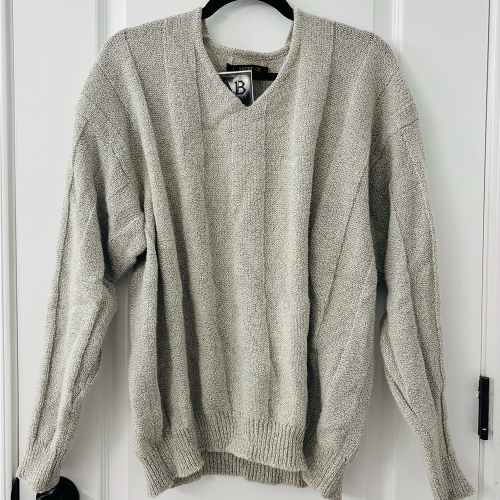 Bachrach Men's Heather Gray V-Neck Sweater